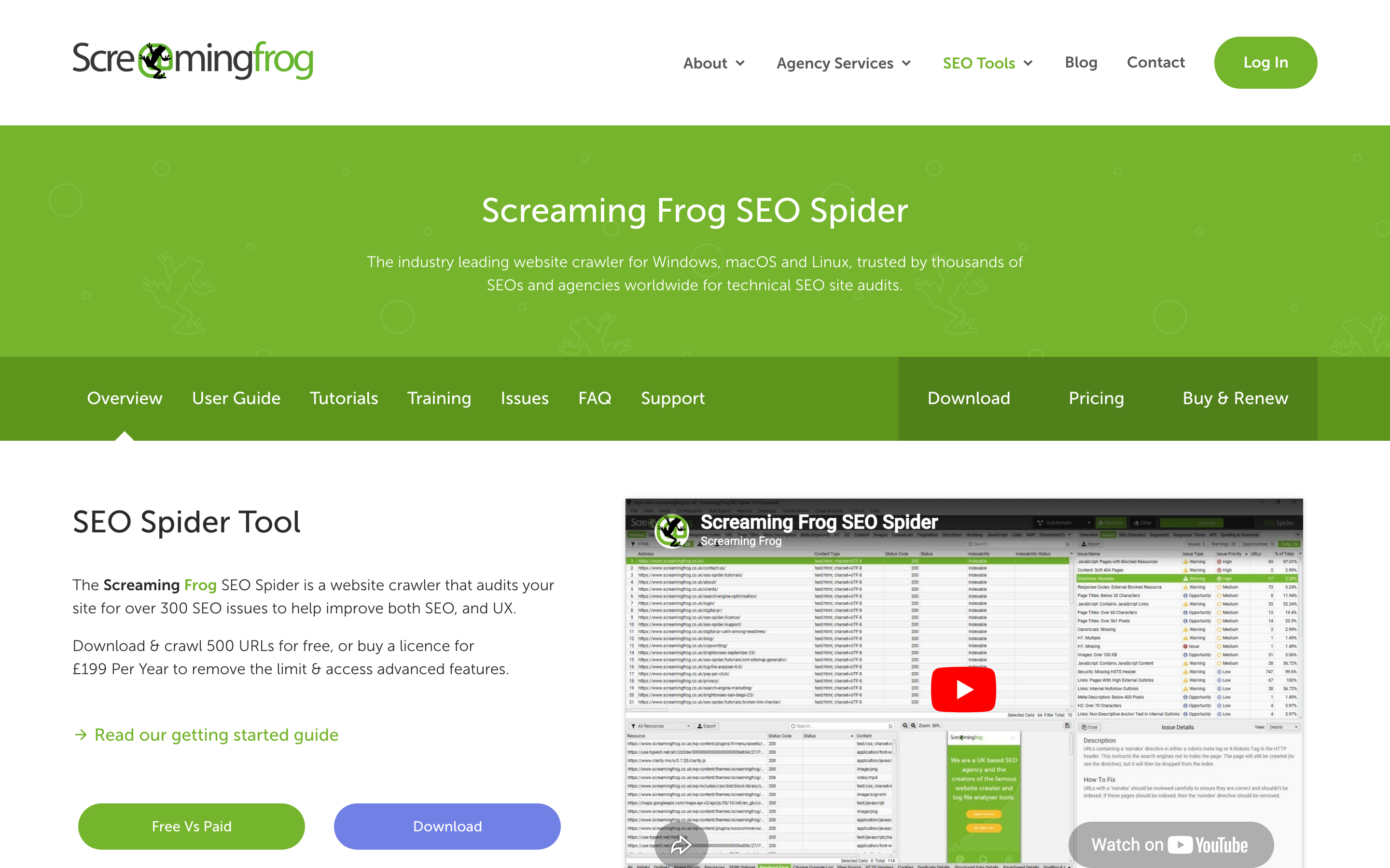 Screaming Frog homepage