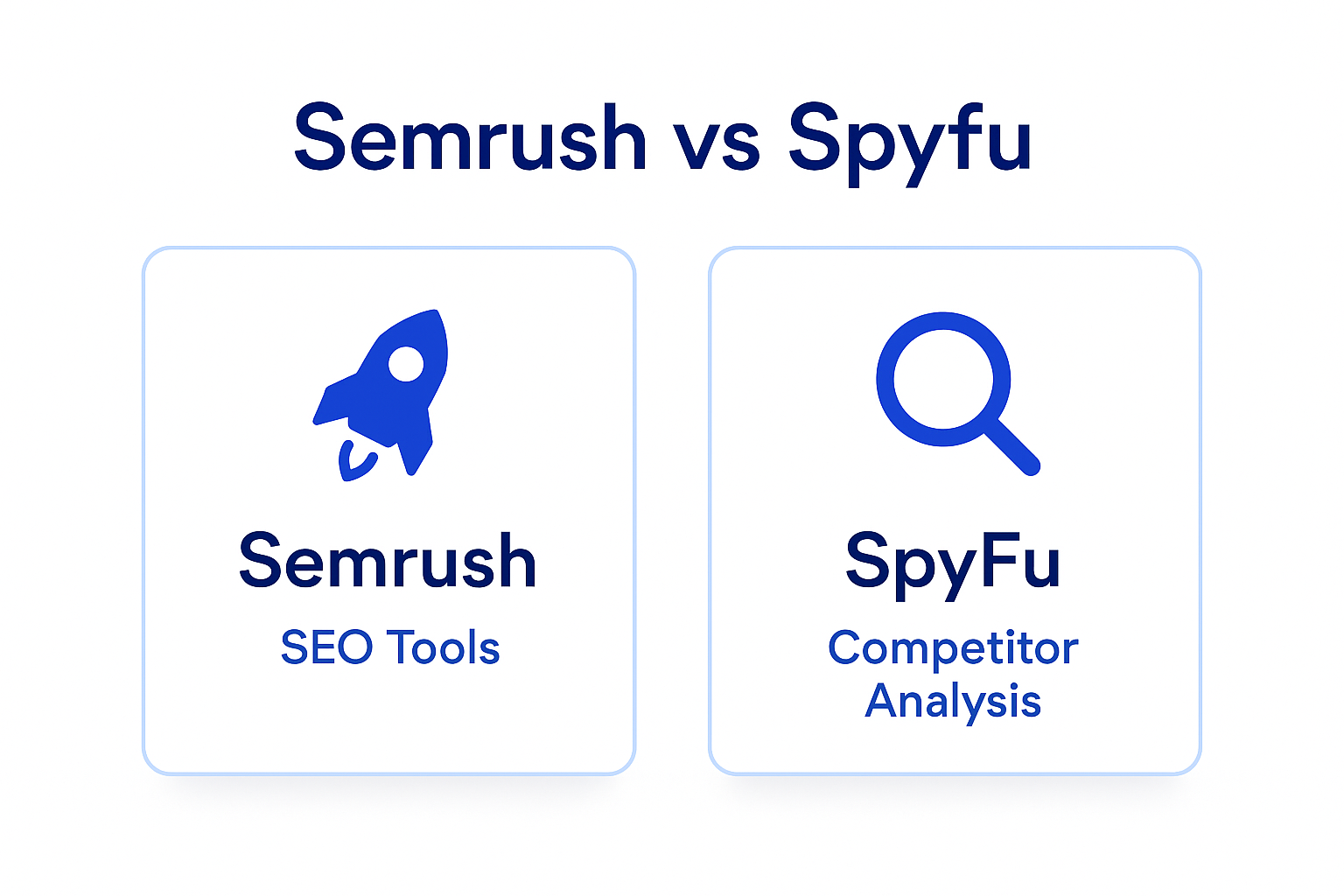 Infographie comparant Semrush (plateforme tout-en-un), SpyFu (espionnage concurrentiel) et ChatSEO (IA sur vos vraies données Search Console)