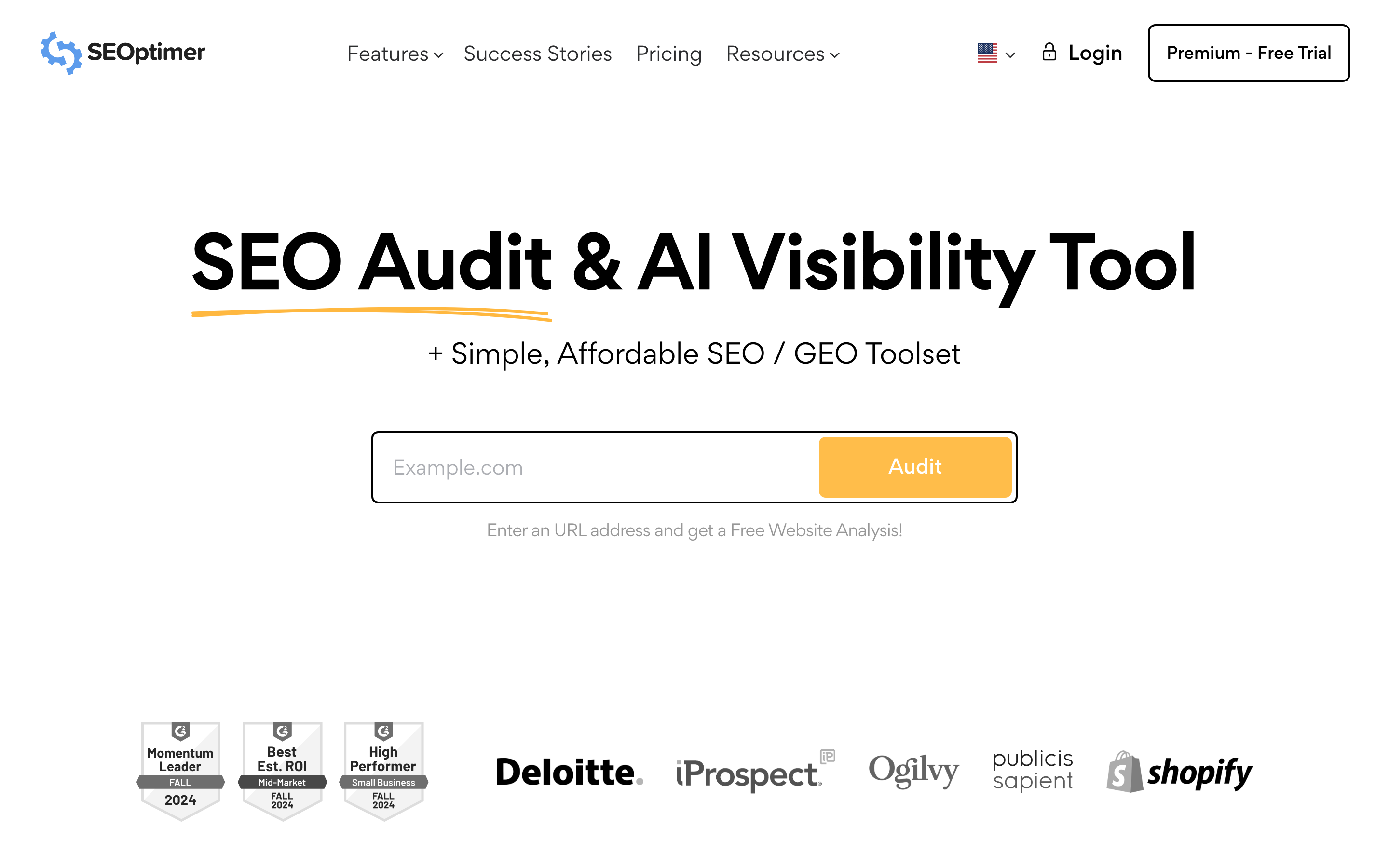 SEOptimer homepage