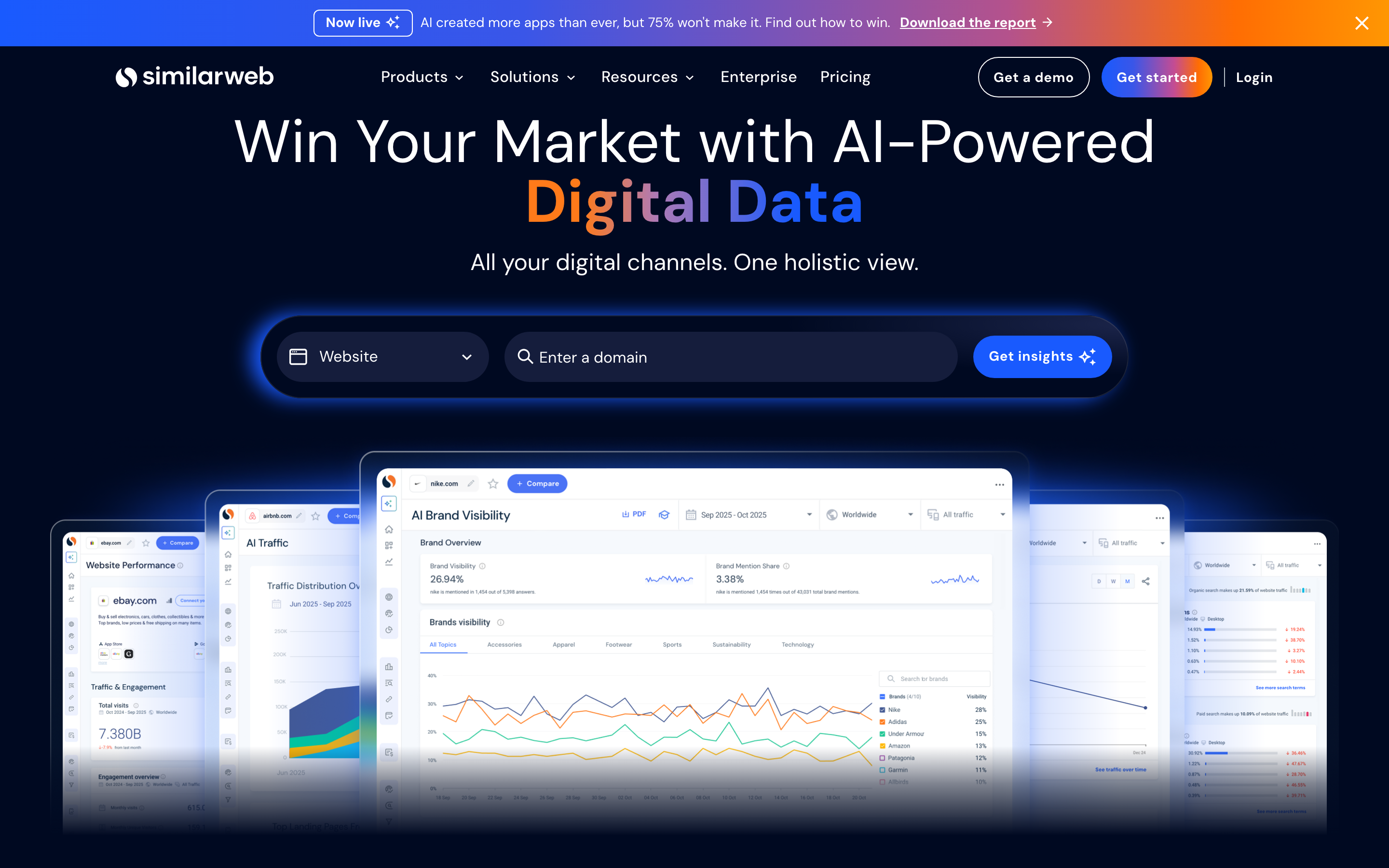 Screenshot of the SimilarWeb homepage